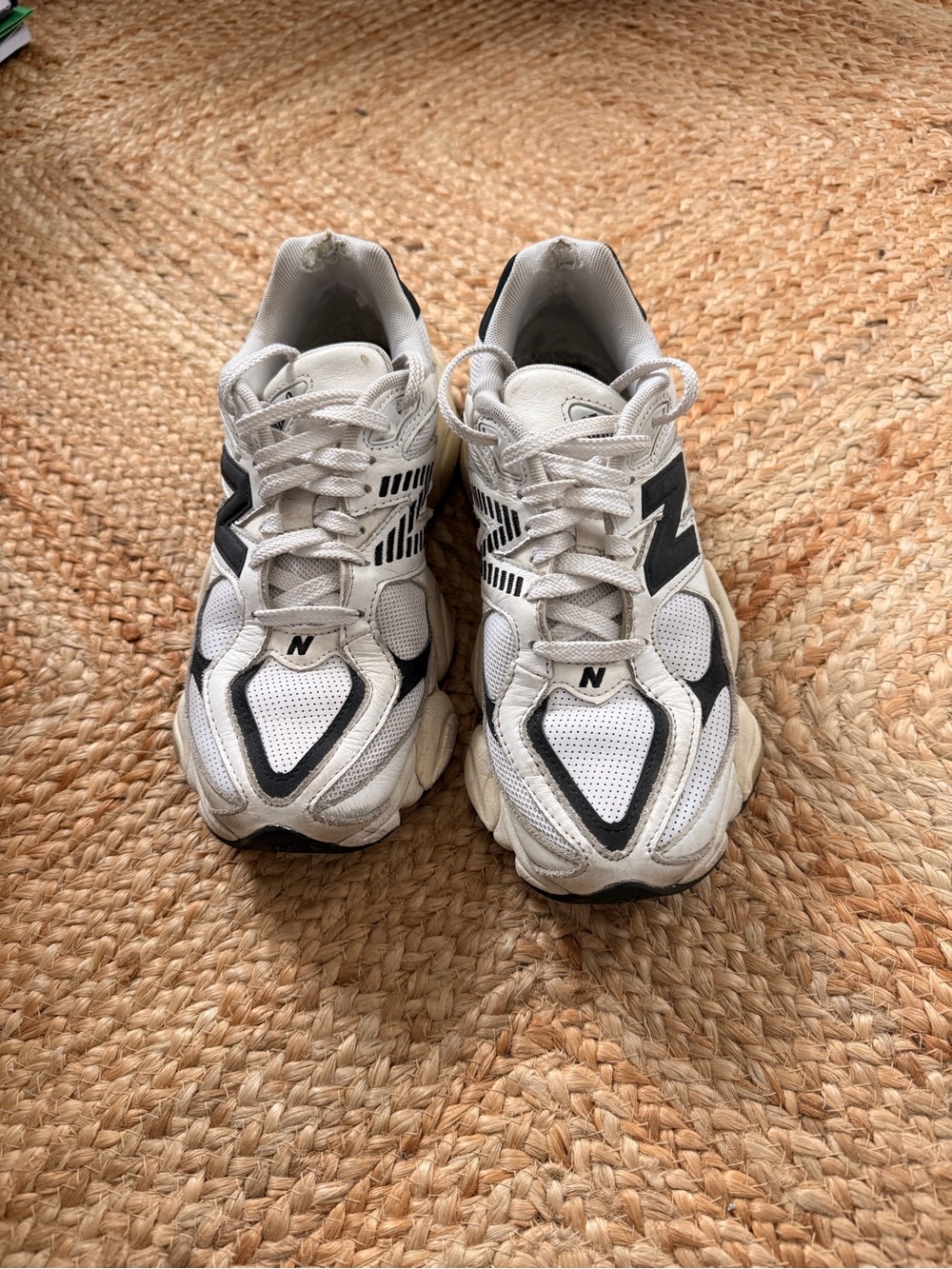 New Balance 9060 White and Black Athletic Running Sneakers